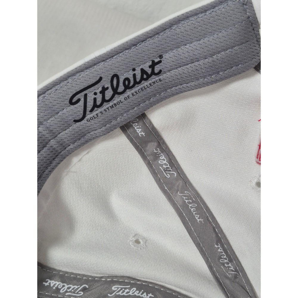 Titleist White Red FJ FootJoy Performance Golf Hat Adjustable Strapback Cap - Picture 8 of 9